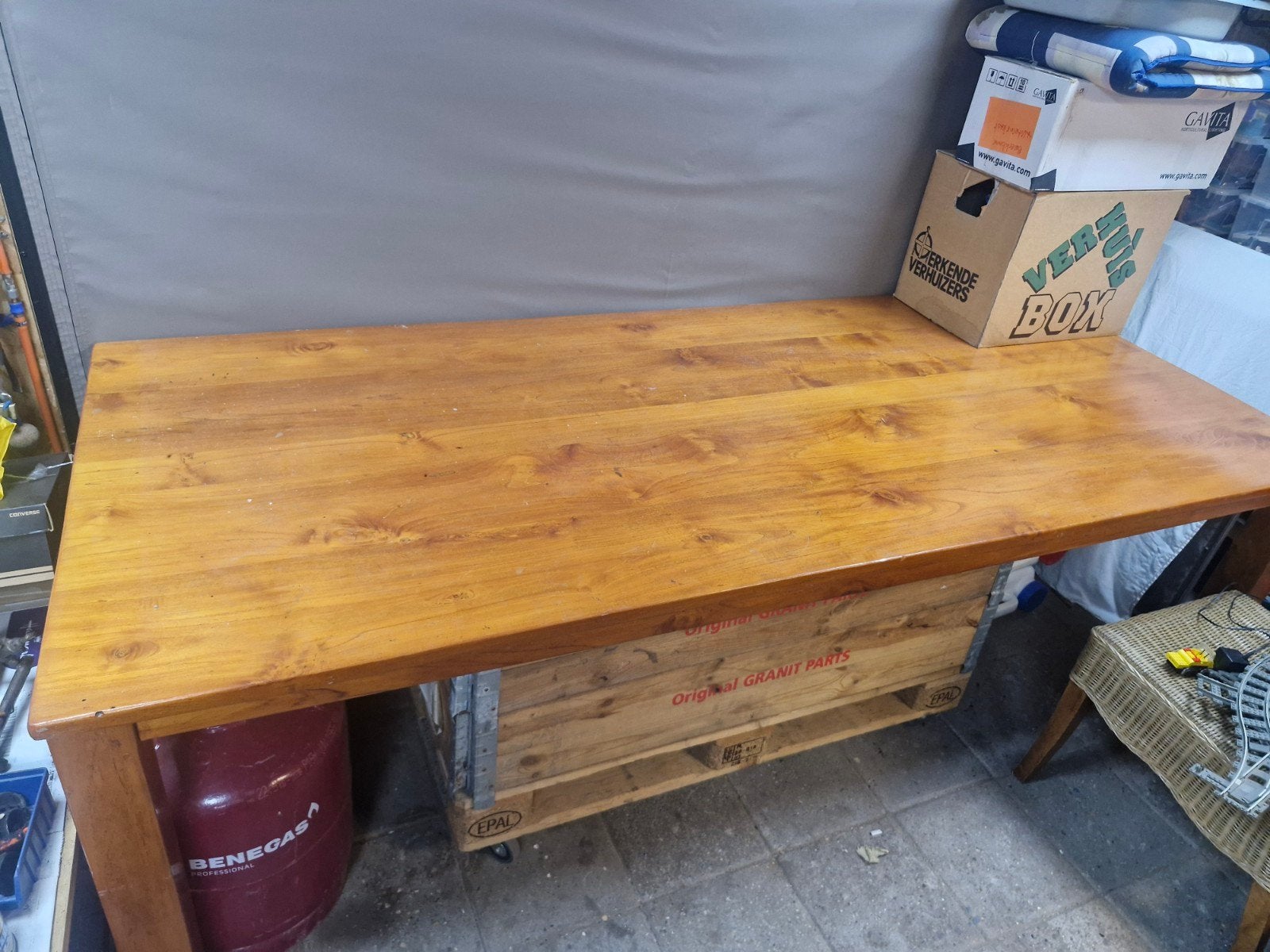 Robuuste Teakhouten Tafel - Perfect voor Eetkamer/Werkplek, Ophalen, Gebruikt, Landelijk, Robuust, Teakhout