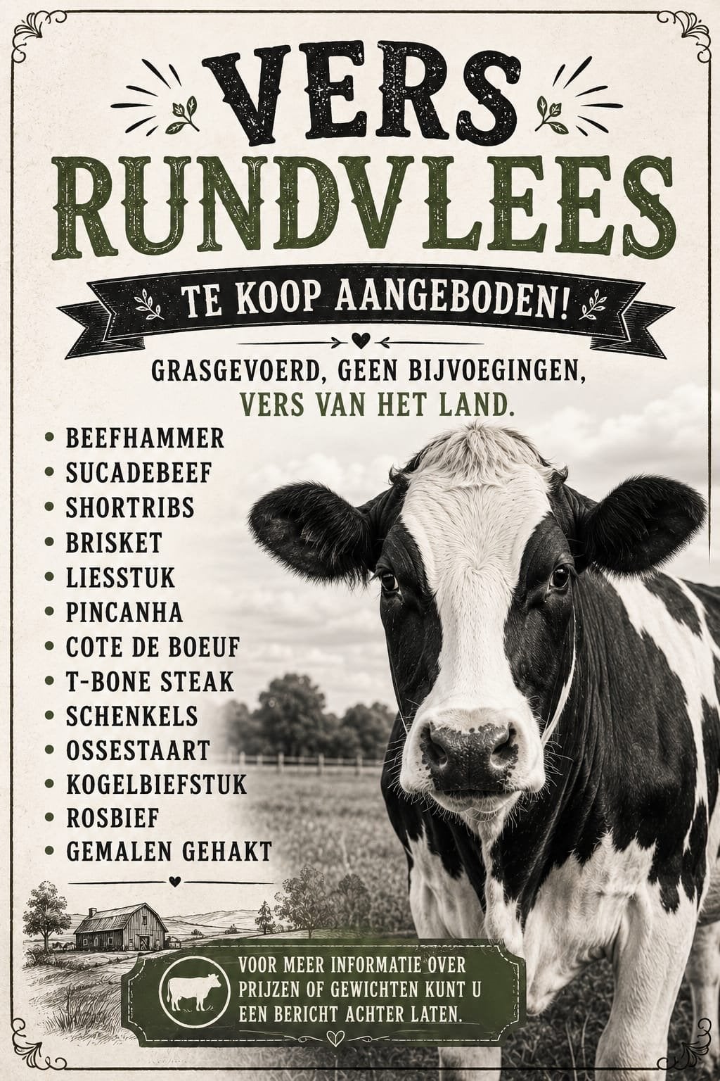 Vers grasgevoerd rundvlees direct van het land, Ophalen of Verzenden