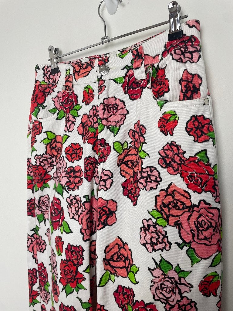 Stieglitz Minerva jeans maat XS floral flared bloemen wijd, Customerservice@stieglitz.nl, Stieglitz B.V., Wit, Stieglitz