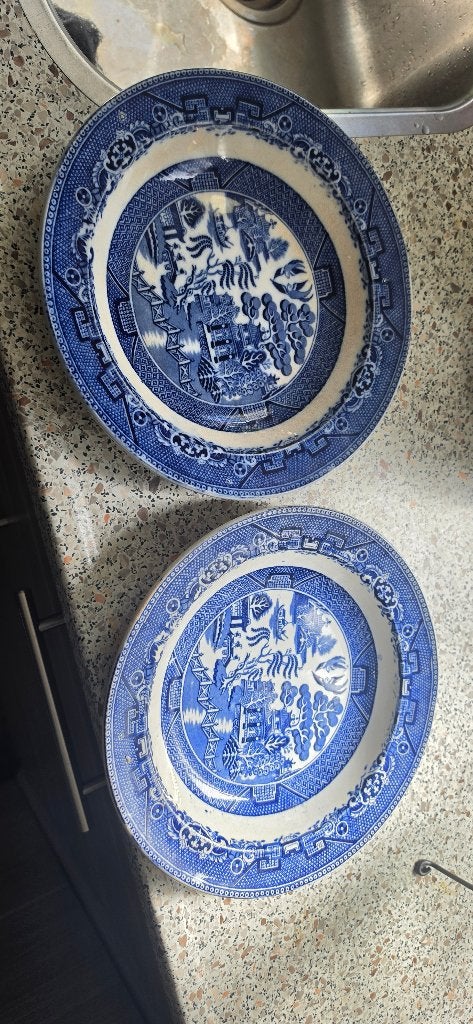 Antieke blauw wit borden van iron stone china P = R 10, Antiek en Kunst, Ophalen