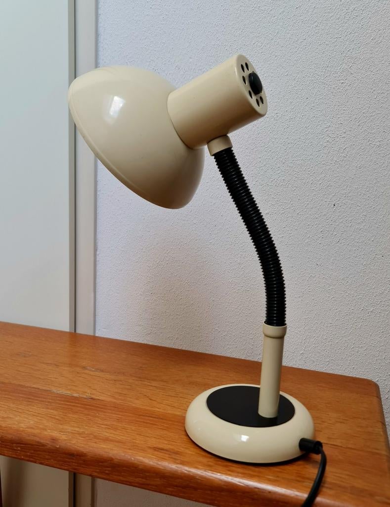 Vintage Massive tafellamp beige/crème buigarm mooi design, Ophalen, Gebruikt, Vintage retro seventies interieur design, Minder dan 50 cm