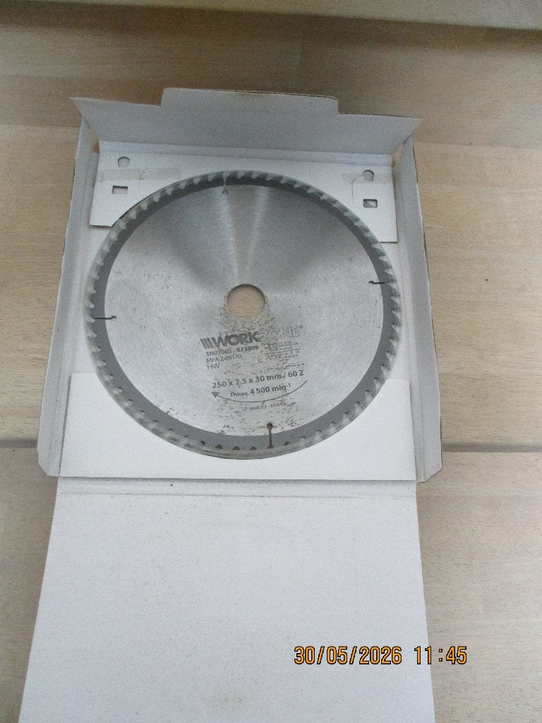 zaagblad  250 x 2.5 x 30 mm; 60 tanden ., Doe-het-zelf en Verbouw, Gereedschap | Zaagmachines, Minder dan 30 mm, Cirkelzaag, Workzone