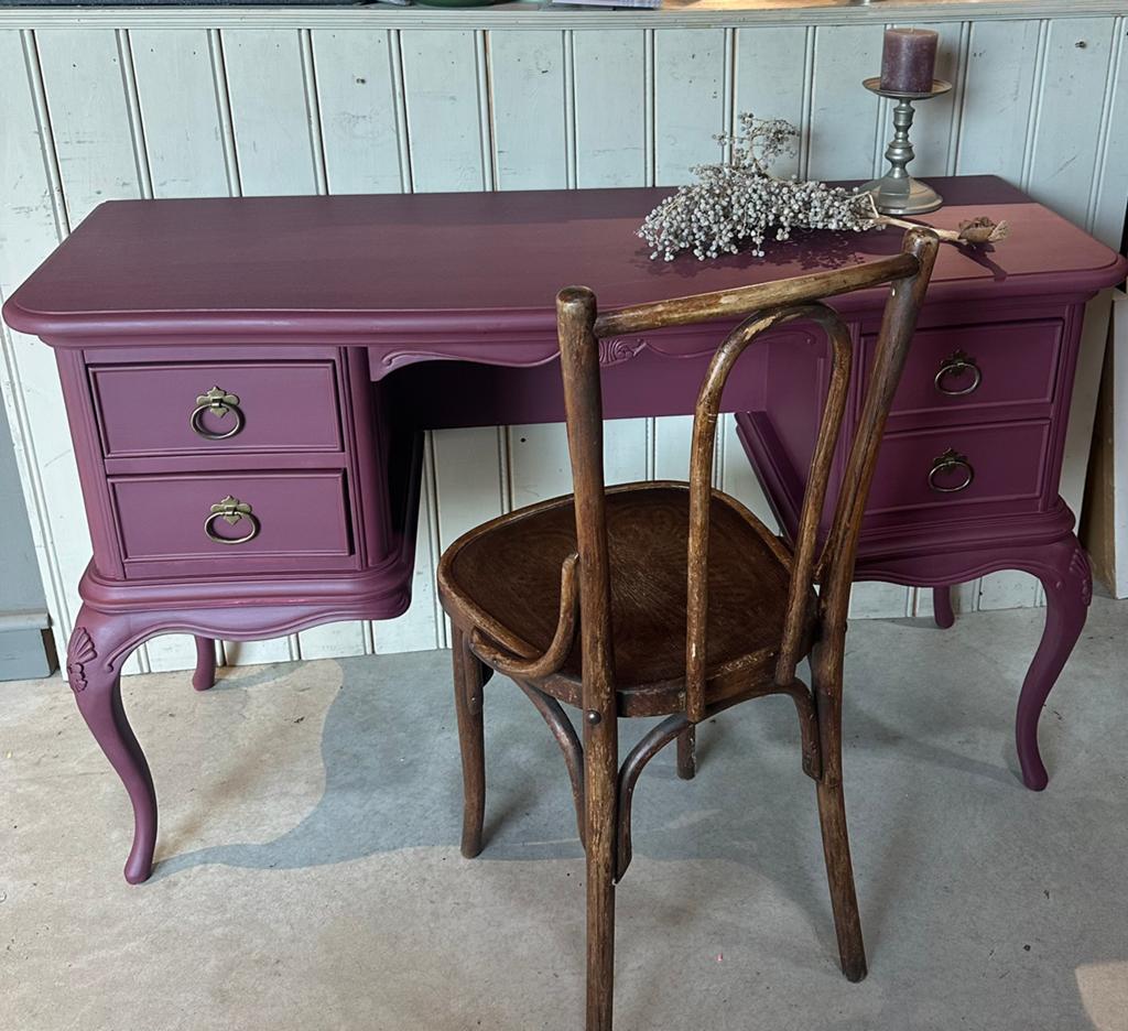 Brocante kaptafel - sidetable - aubergine - queen ann, Ophalen, Zo goed als nieuw, 50 tot 100 cm, Minder dan 100 cm