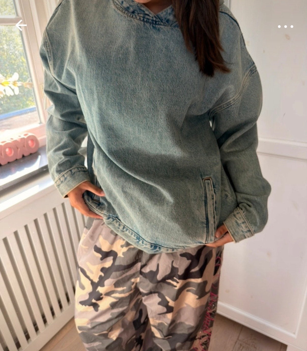 Zara Denim Hoodie Oversized Maat S / 36, Ophalen of Verzenden, Zo goed als nieuw, Maat 36 (S), Blauw