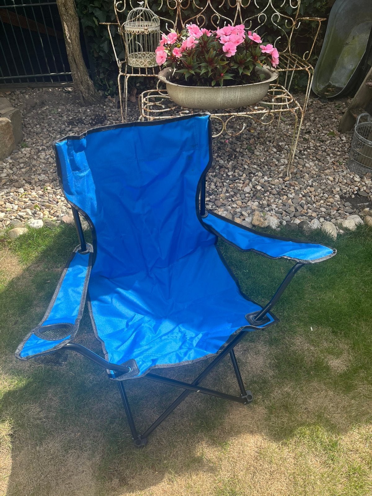 Campingstoel visstoel kampeerstoel opklapbare stoel blauw, Ophalen, Zo goed als nieuw, Campingstoel