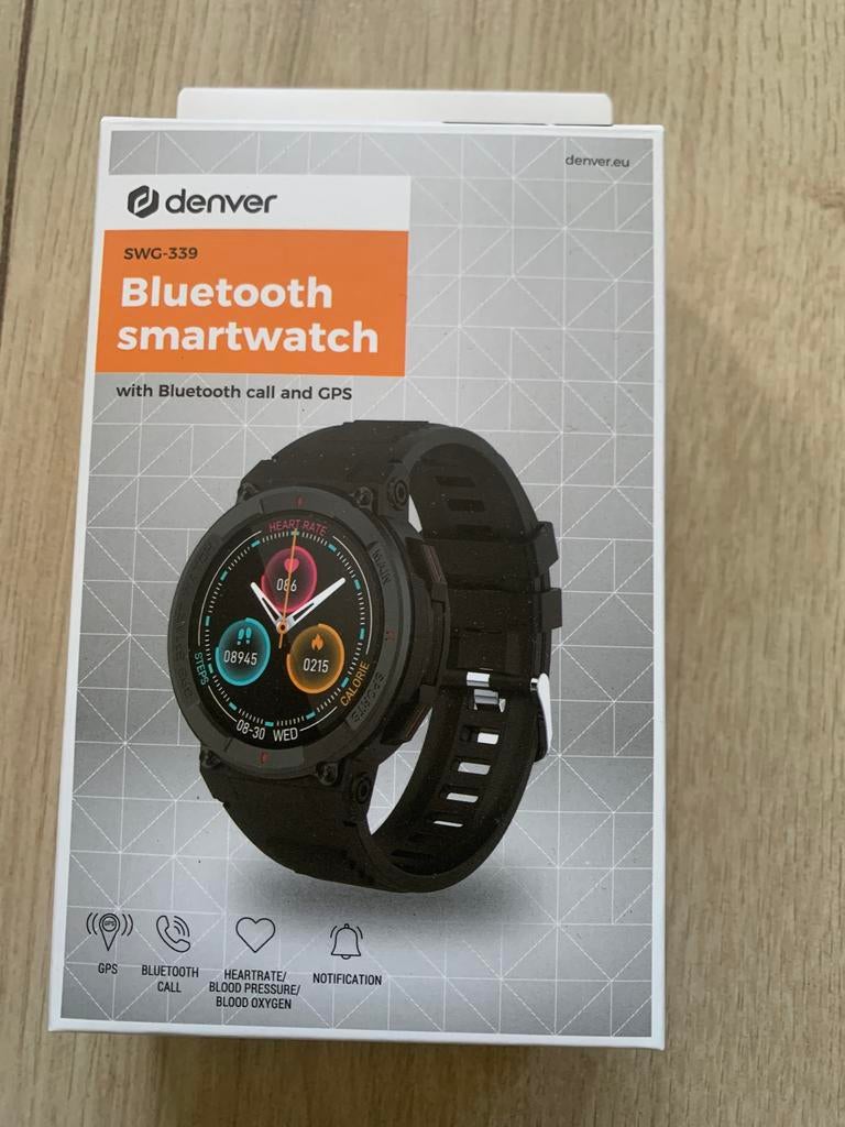 Denver Bluetooth Smartwatch SWG-339 - Nieuw in verpakking, Zwart, Nieuw, Ophalen of Verzenden, GPS