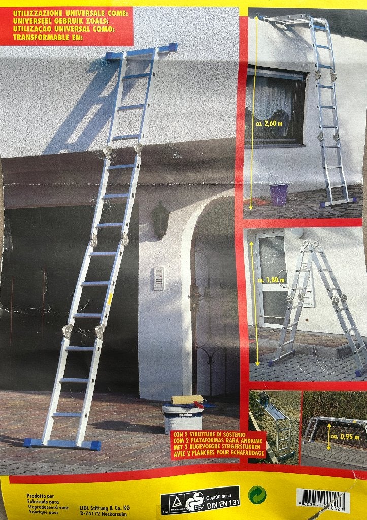 Multifunctionele aluminium trap-ladder, Ophalen, Zo goed als nieuw, Ladder, Opvouwbaar of Inschuifbaar