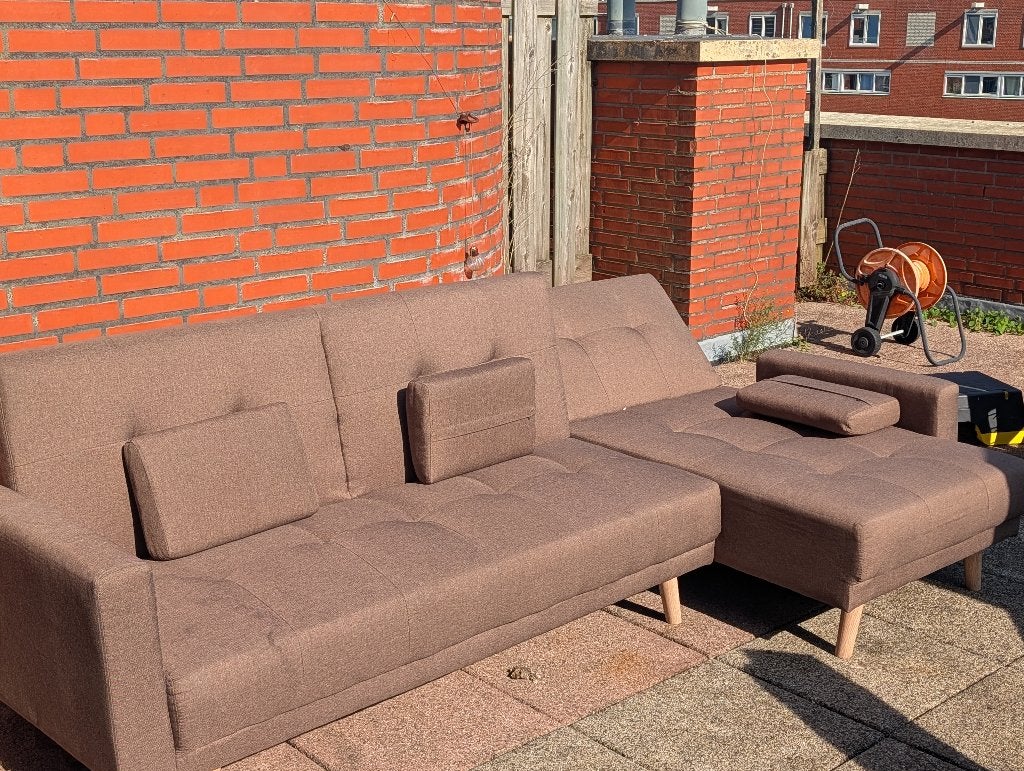 Bank met chaise lounge, Ophalen, Gebruikt, 150 tot 200 cm, Hoekbank