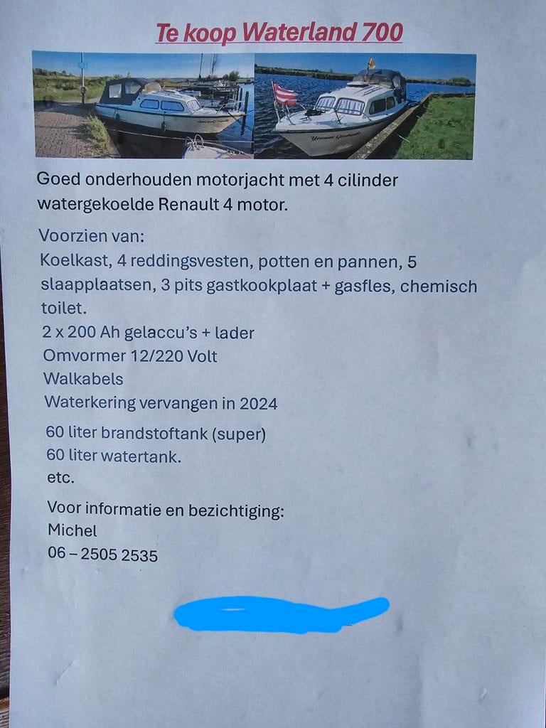 Waterland 700 6 persoons boot, Ophalen, Waterland
