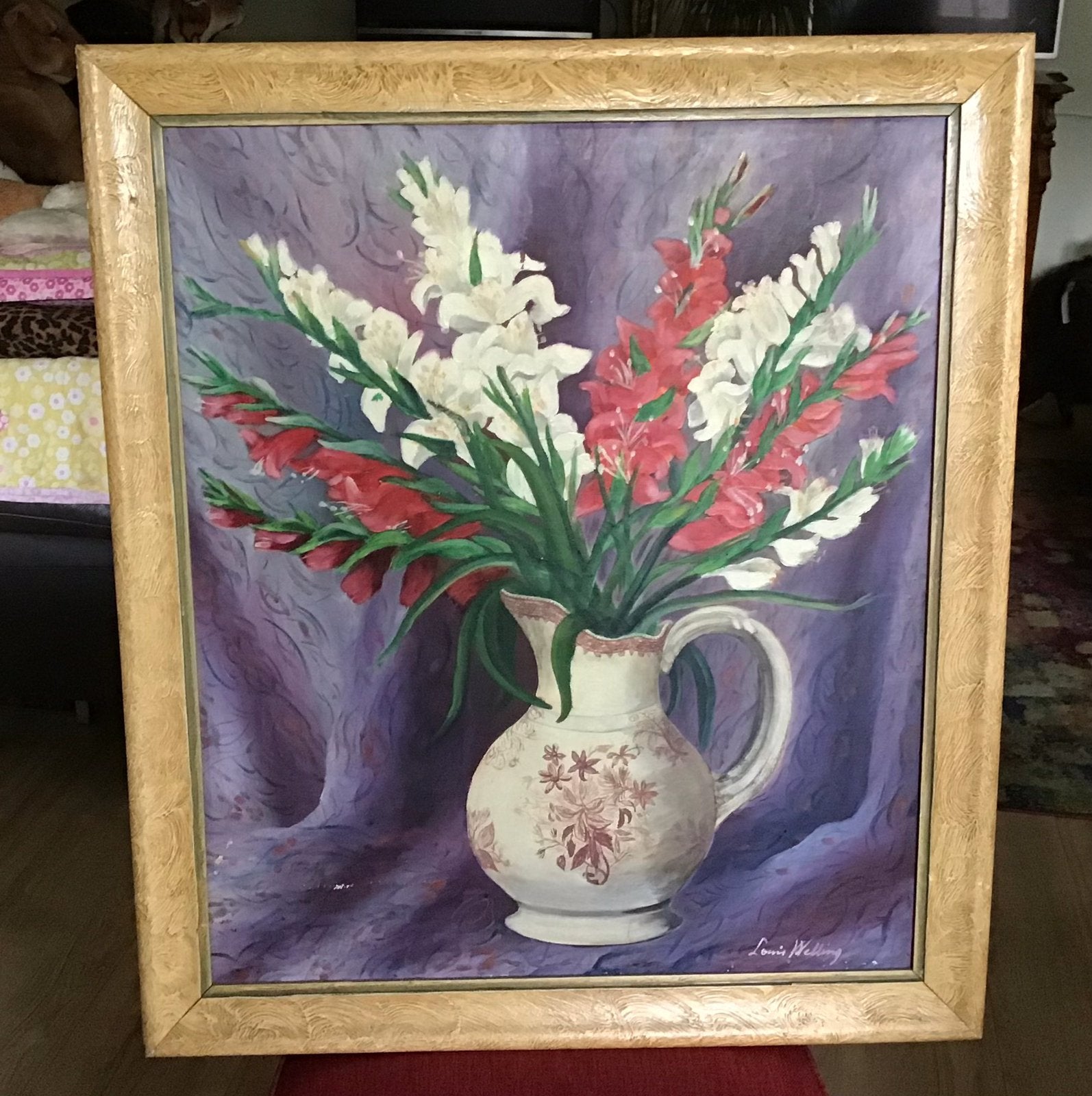 Gladiolen schilderij, Ophalen