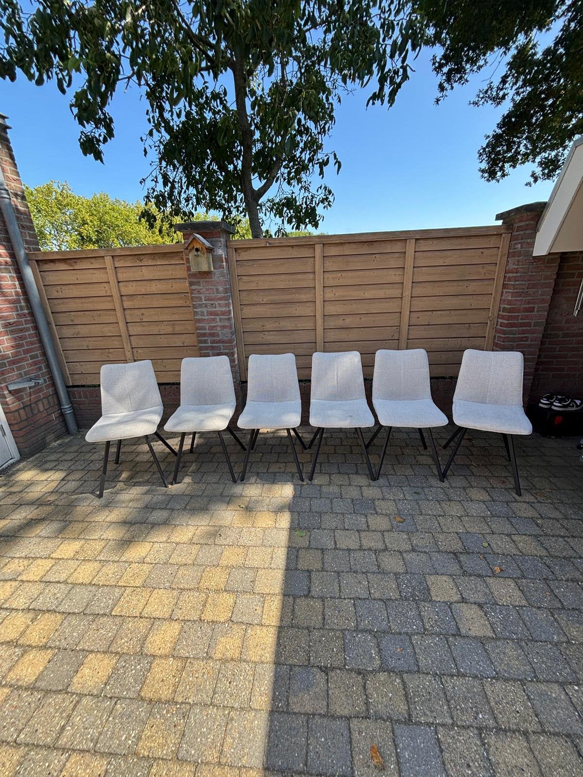 6 Eetkamerstoelen (eventueel samen met tafel), Ophalen, Overige kleuren, Zo goed als nieuw, Stof