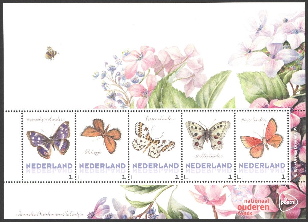 Postzegels Tekeningen Janneke Brinkman: Vlinders (3), Ophalen of Verzenden, Na 1940, Postfris