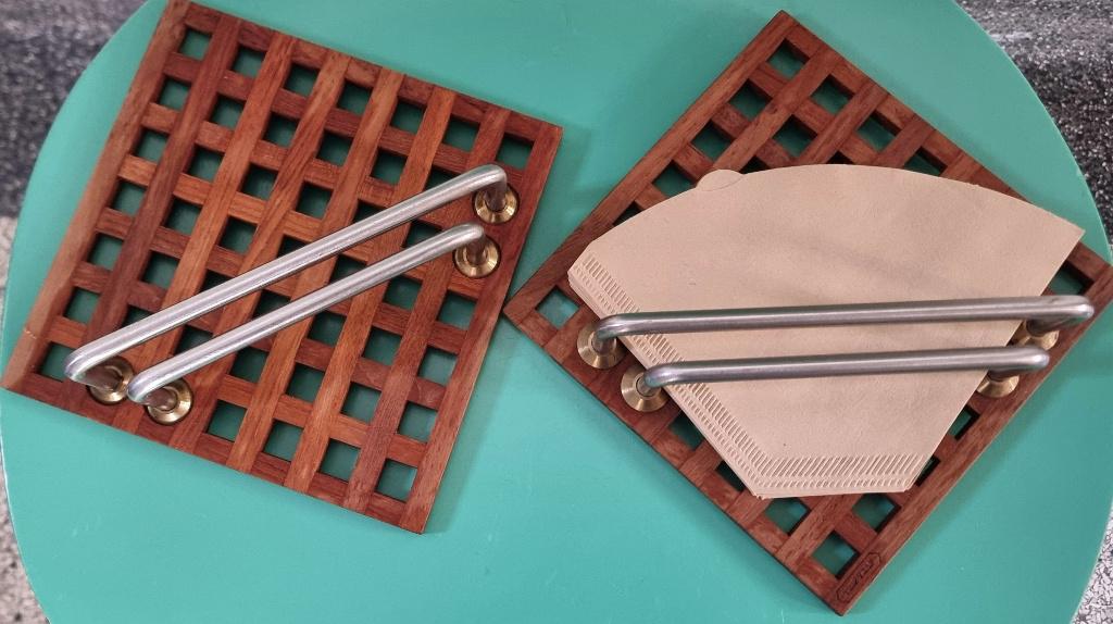 Deense koffiefilterhouder teak : Trip Trap, Overige typen, Verzenden, Hout, Zo goed als nieuw