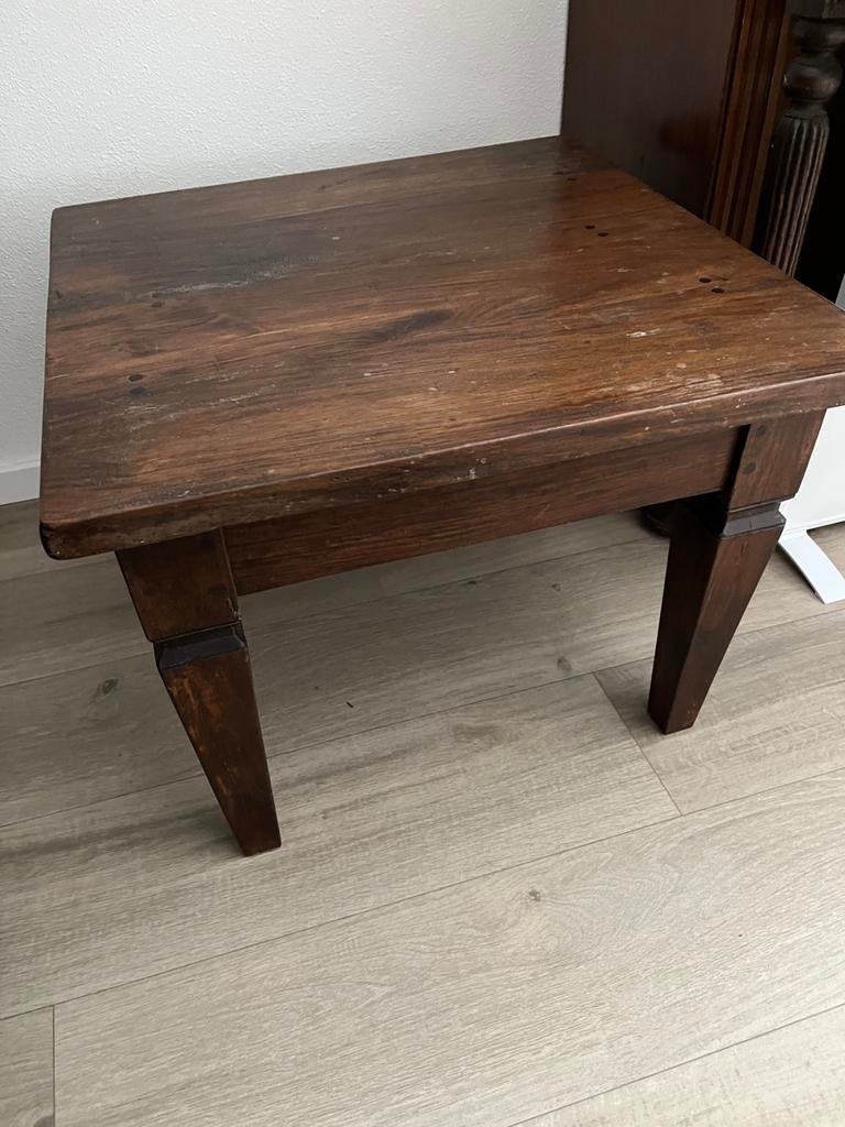 Salontafel hoektafel 65x65 teakhout koloniaal, Ophalen, Bruin, Zo goed als nieuw, Eén
