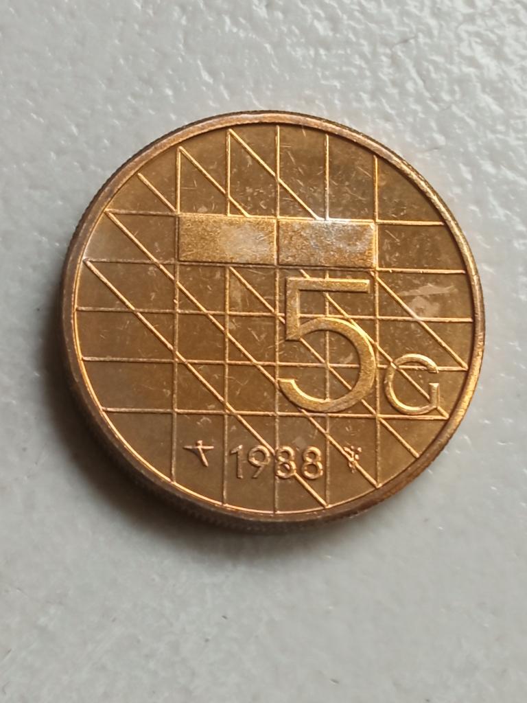 Nederland 5 gulden 1988., Postzegels en Munten, Munten | Nederland, Ophalen of Verzenden, Koningin Beatrix, 5 gulden, Losse munt