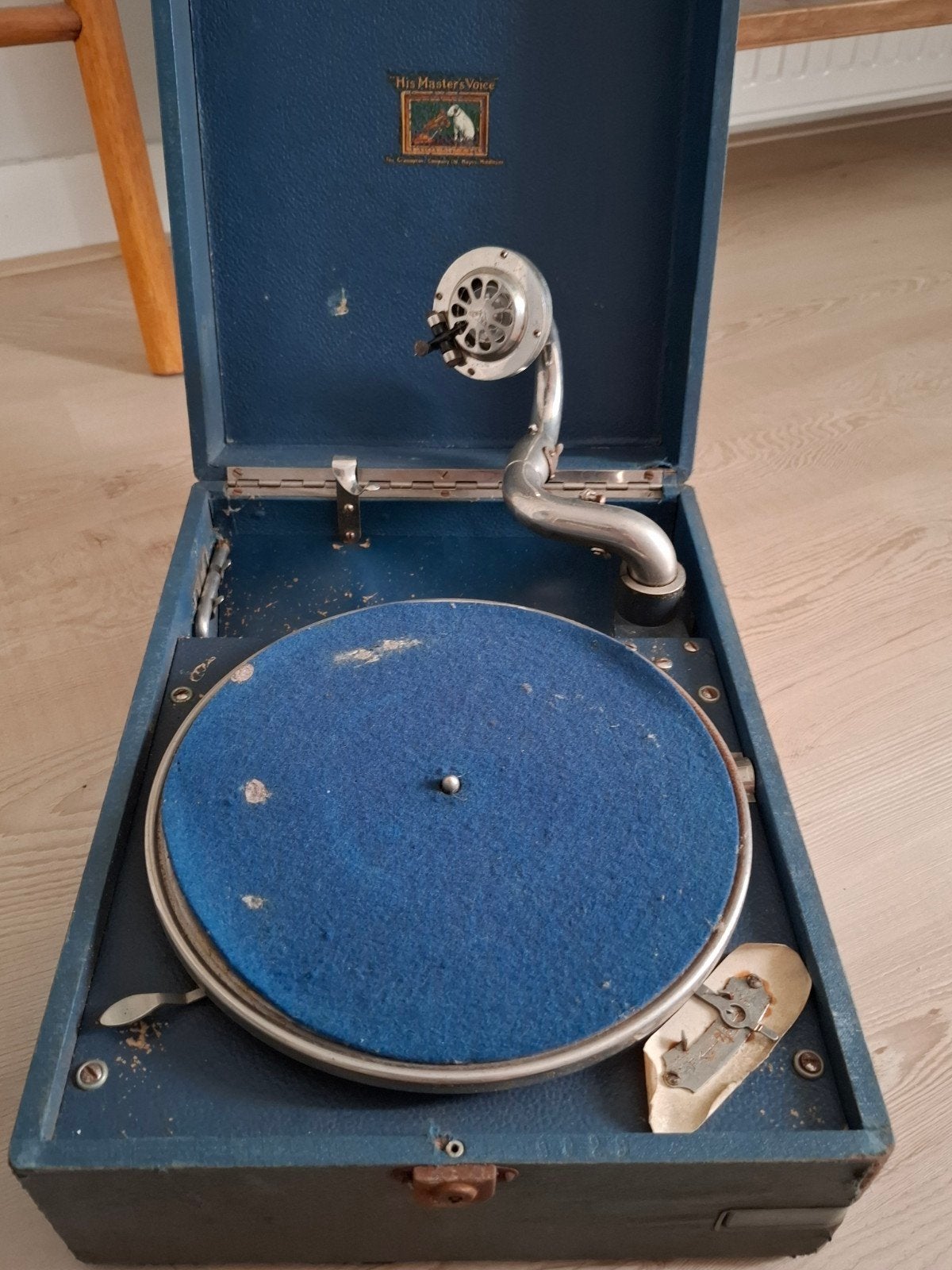 Antieke His Master's Voice Draagbare Platenspeler, Ophalen of Verzenden, Gebruikt, Platenspeler, Overige merken