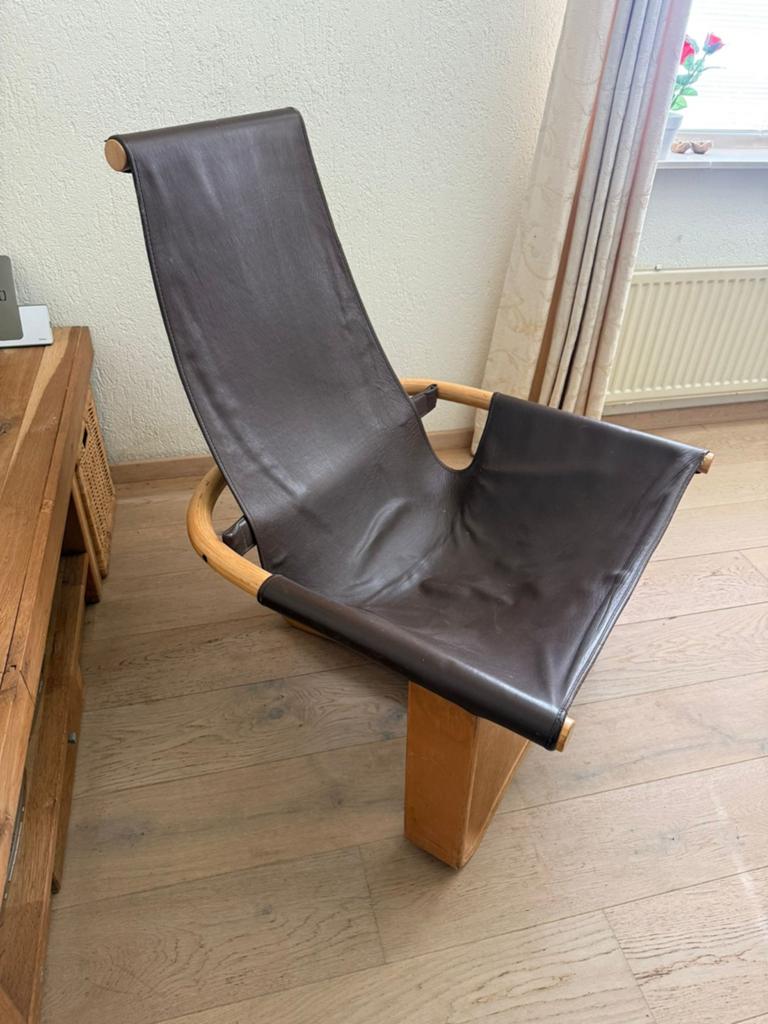 Vintage Westnofa Fauteuil - Noors Design Leren Stoel, Ophalen, Gebruikt, 75 tot 100 cm, Vintage, Scandinavisch, Mid-century Modern