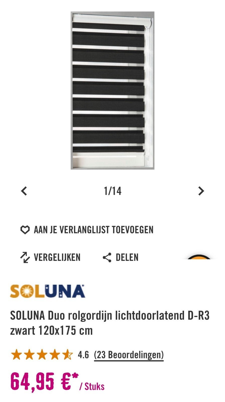 2x SOLUNA Duo rolgordijn  zwart 120x175 cm, 120 cm, Overige merken, Duo rolgordijn, Zwart