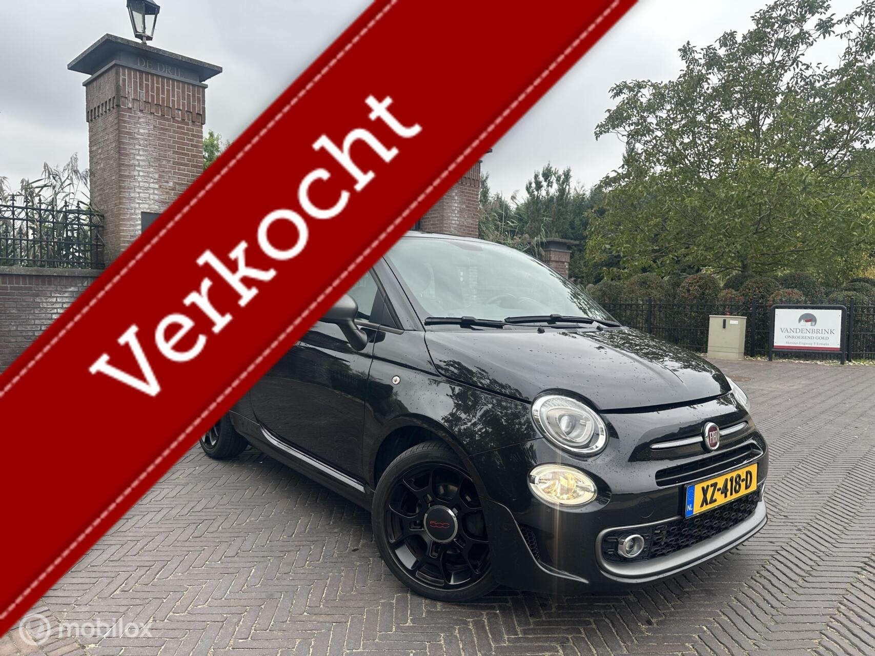 Fiat 500S 0.9 TwinAir Turbo Sport 105pk! Navi Leer Cruise✅, Auto's, Voorwielaandrijving, Gebruikt, Zwart, Met garantie (alle)