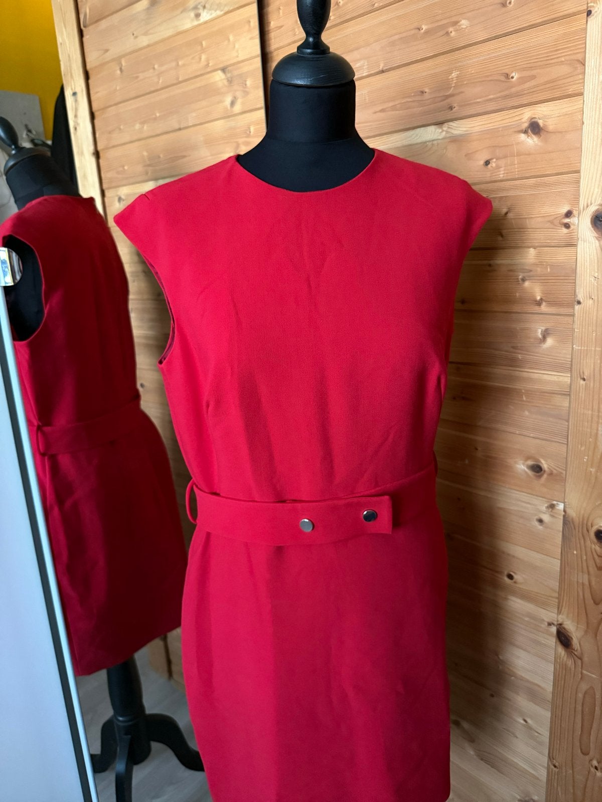 Mango Basics Rode Jurk Maat L met Ceintuur nieuw, Maat 42/44 (L), Nieuw, Ophalen of Verzenden, Boven de knie