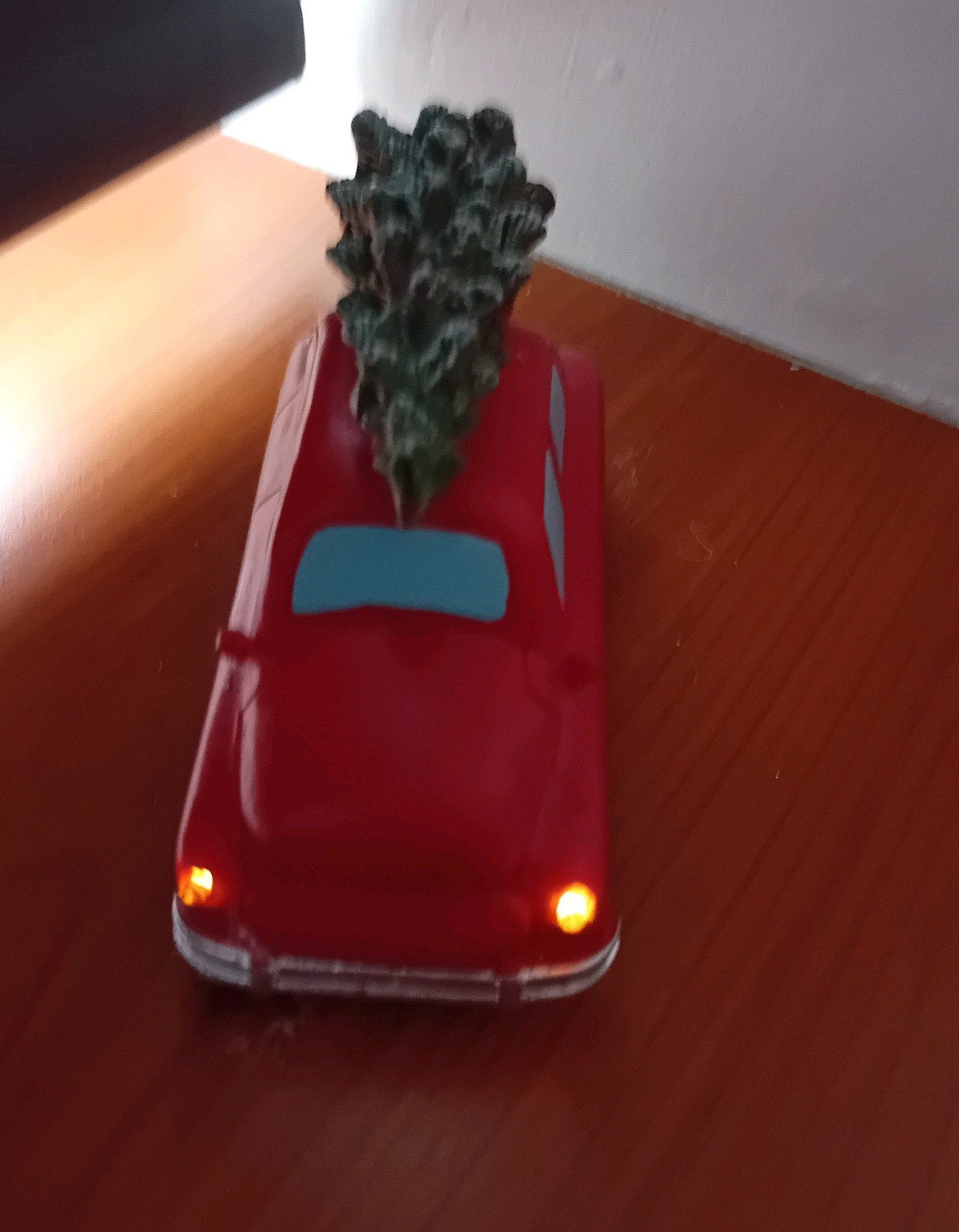 Rode kerstauto met verlichting voor Kerstdorp, Ophalen of Verzenden