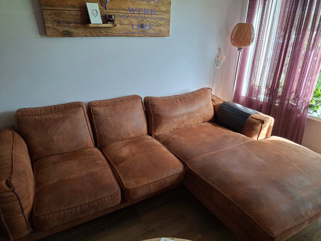Bruine lounge bank, Ophalen, Overige materialen, Gebruikt, Minder dan 75 cm