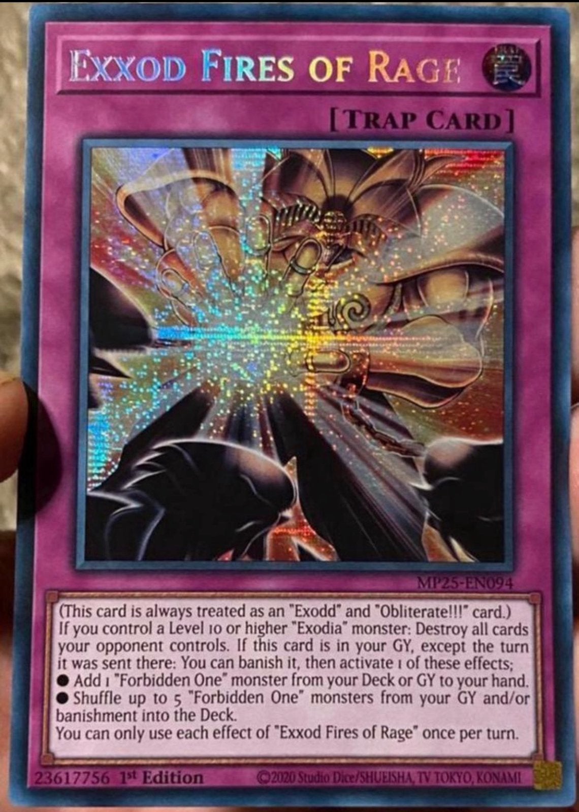 Yu-Gi-Oh! Exxod Fires of Rage MP25 1st Starlight Rare !, Ophalen of Verzenden, Zo goed als nieuw, Losse kaart, Foil