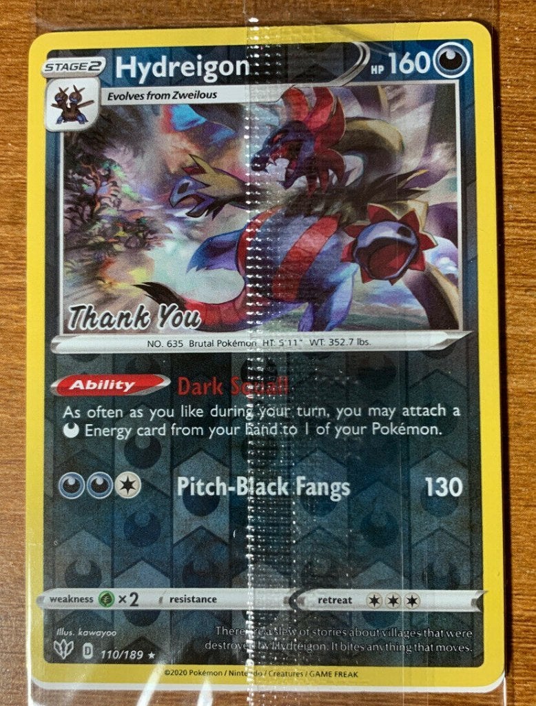 pokemon promo holo hydreigon thank you sealed, Ophalen of Verzenden, Zo goed als nieuw, Losse kaart, Foil