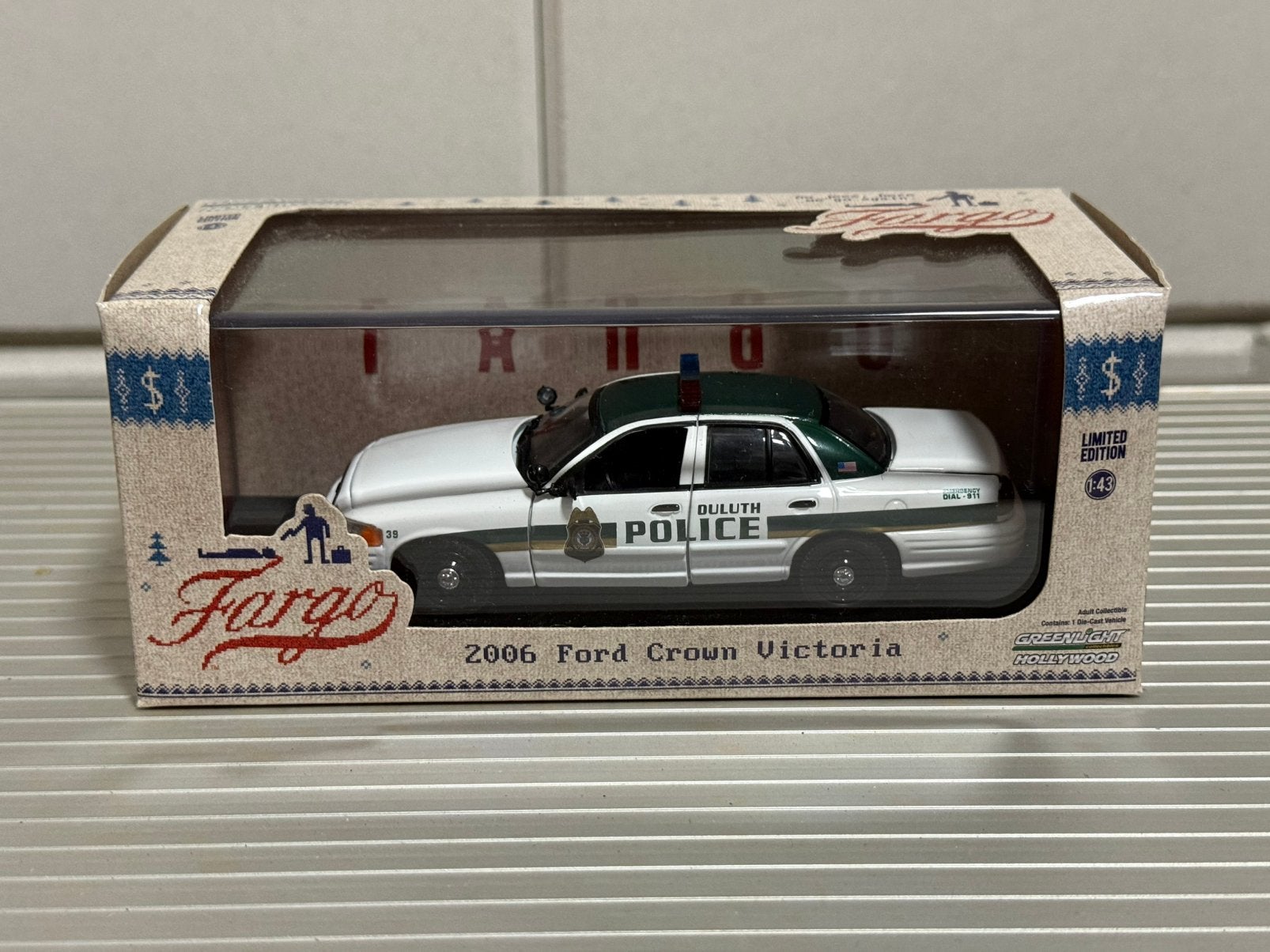 Greenlight 1/43 Ford Crown Victoria Fargo (Police), Ophalen of Verzenden, Zo goed als nieuw, Auto, Overige merken
