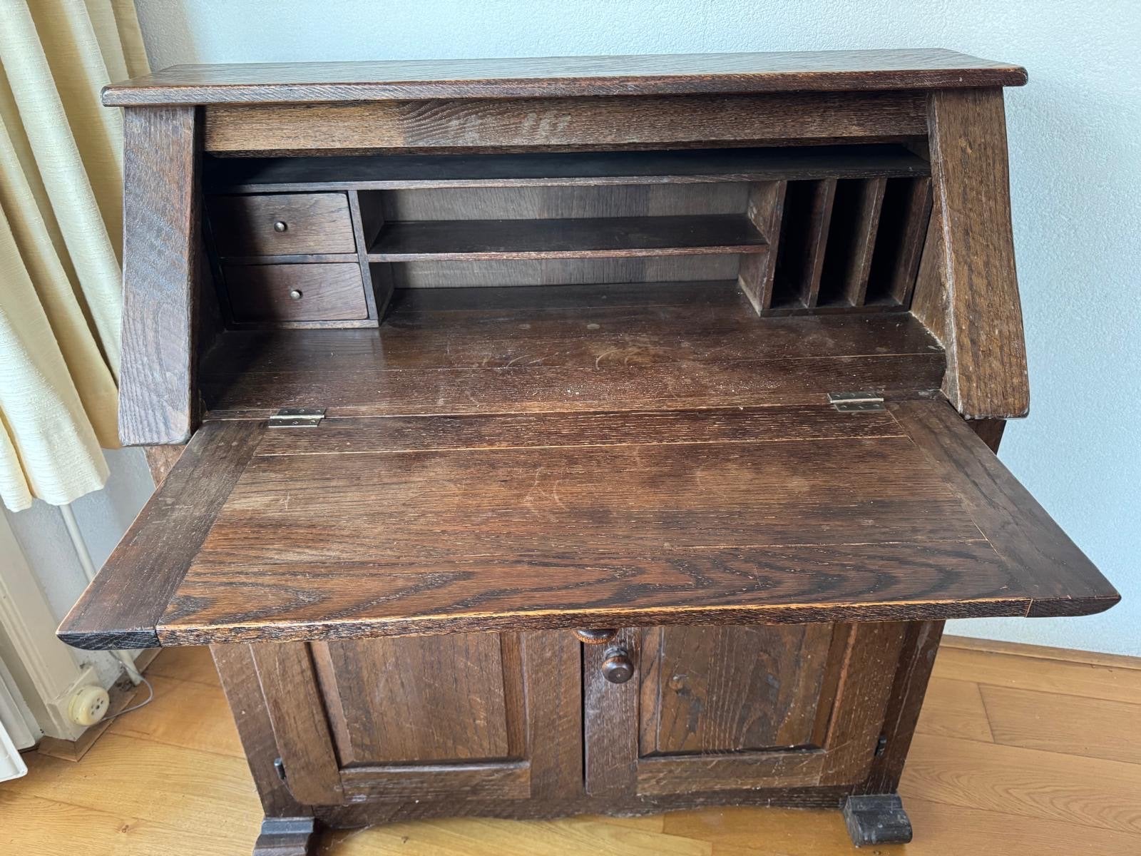 Antiek eikenhouten secretaire / bureau, Ophalen