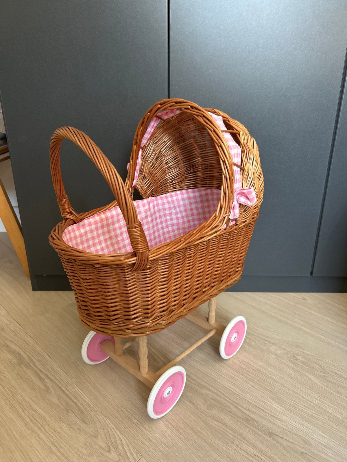 poppenwagen met roze ruitjes bekleding, Kinderen en Baby's, Ophalen, Zo goed als nieuw, Overige typen