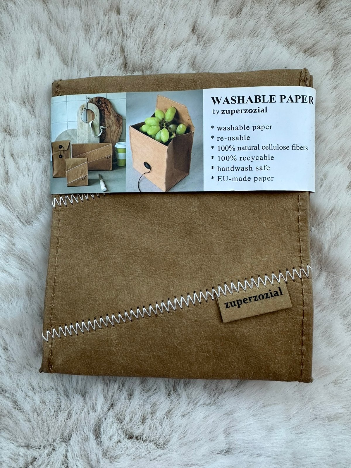 Zuperzozial Fruitbag on the road, washable paper, 2 stuks, Beige, Overige typen, Nieuw, Papier/karton
