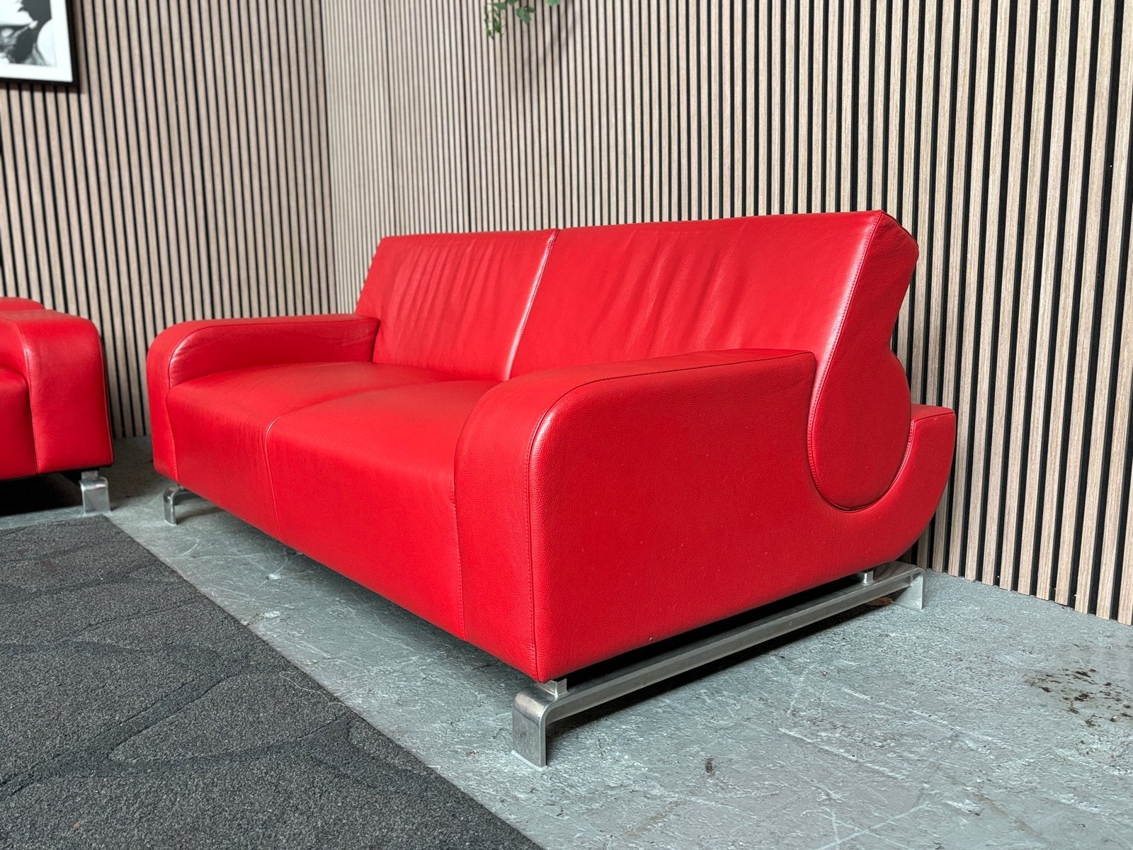GRATIS LEVERING Set Leolux B Flat Banken Leer Rood GEREINIGD, 100 tot 125 cm, 150 tot 200 cm, Hoekbank, Leer