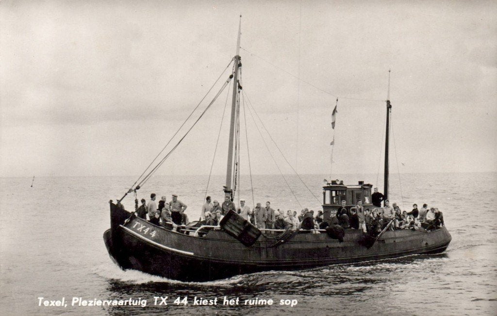 Texel, Pleziervaartuig TX 44 kiest het ruime sop, Ophalen of Verzenden, Voor 1920, Waddeneilanden