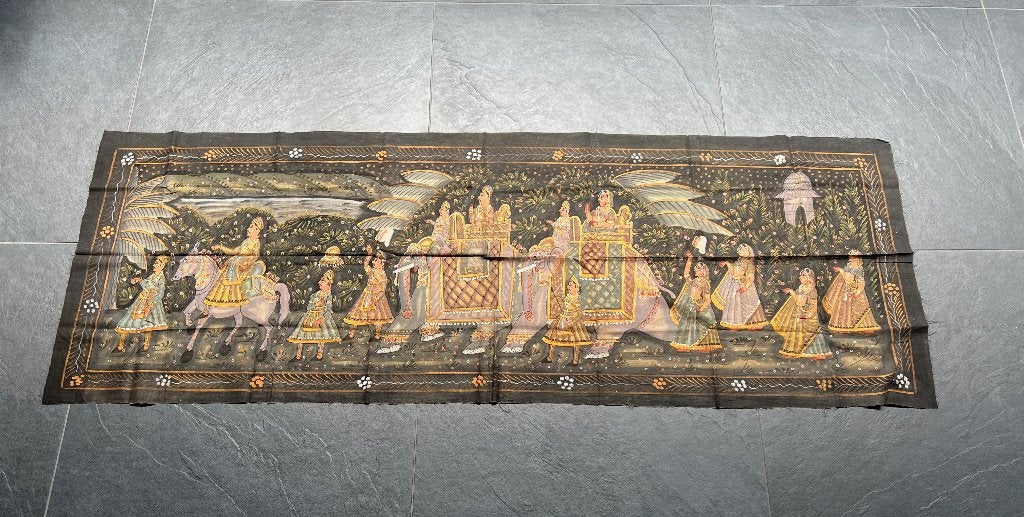 India handbeschilderd Indiase wanddoek doek uniek 156 cm, 50 – 75, Verburgt Vintage, Nieuw, 125 cm of meer