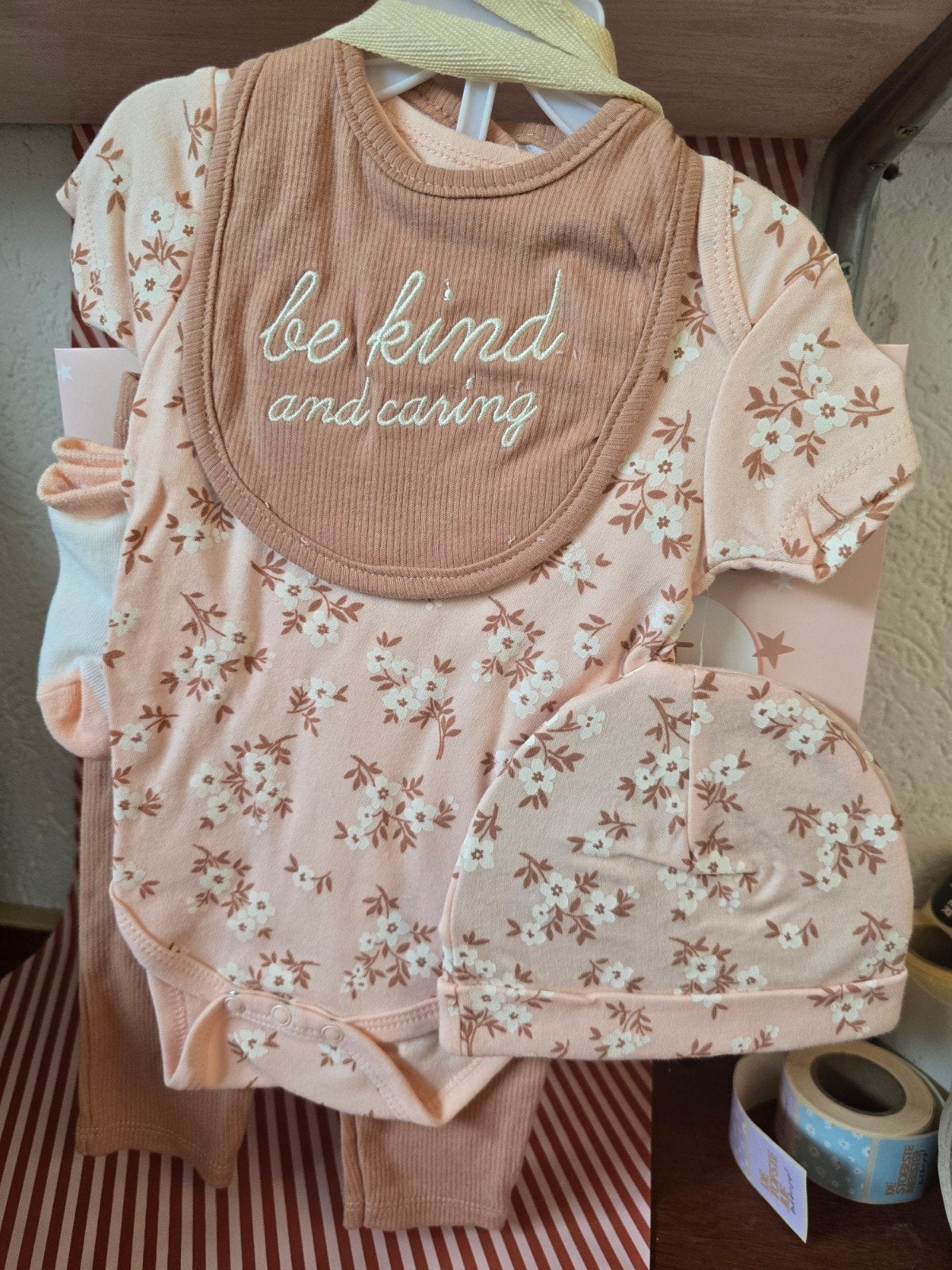 Babyset cadeauset 5-delig roze bloem, Ophalen of Verzenden, Nieuw, Meisje