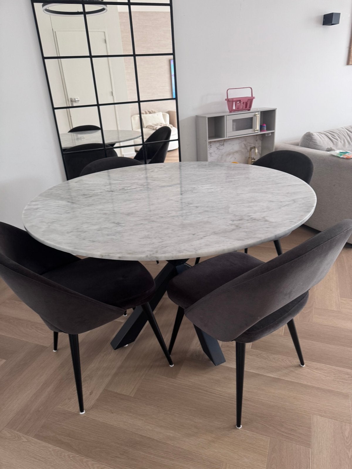 Marmeren eettafel dia 130cm met 4 eetstoelen  ZSM WEG!, Huis en Inrichting, Ophalen, Gebruikt, Rechthoekig, 100 tot 150 cm