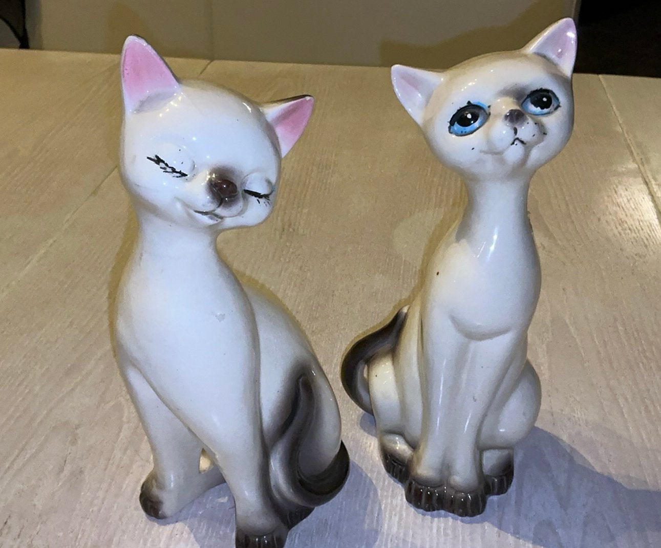 Vintage Siamese Cats, Japan (Pair) porcelein, Antiek en Kunst, Antiek | Keramiek en Aardewerk, Ophalen of Verzenden