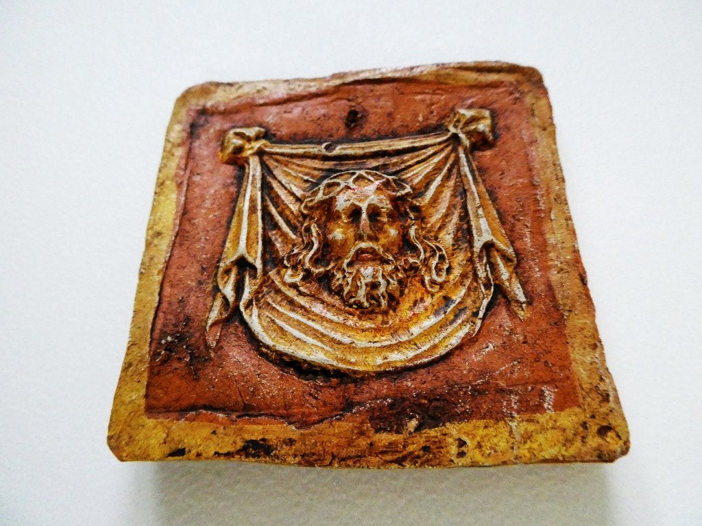 Plaquette lijkwade van Turijn Jezus Christus terracotta, Ophalen of Verzenden