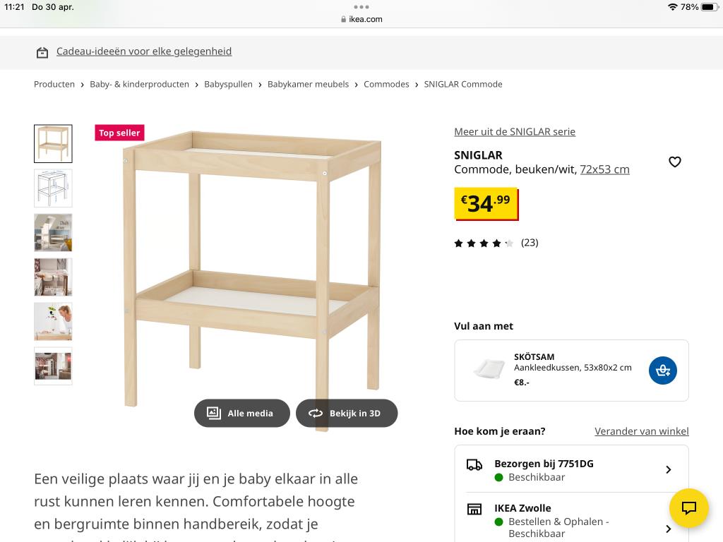 Commode, Ophalen, 50 tot 70 cm, Zo goed als nieuw, 75 tot 100 cm