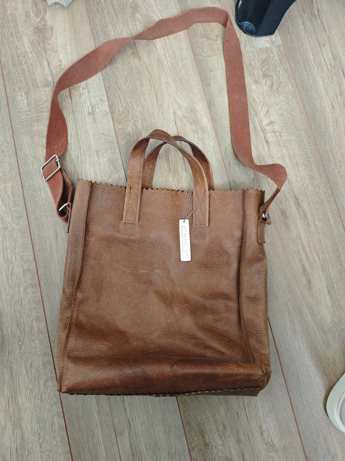 Myomy Paperbag Echt Lederen Tas - Gebruikt maar Goede Staat, Ophalen of Verzenden, Gebruikt, Bruin, Overige typen