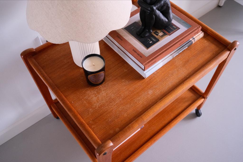 Vintage mid century bar cart op wielen, Ophalen, Minder dan 50 cm, Gebruikt, 50 tot 100 cm