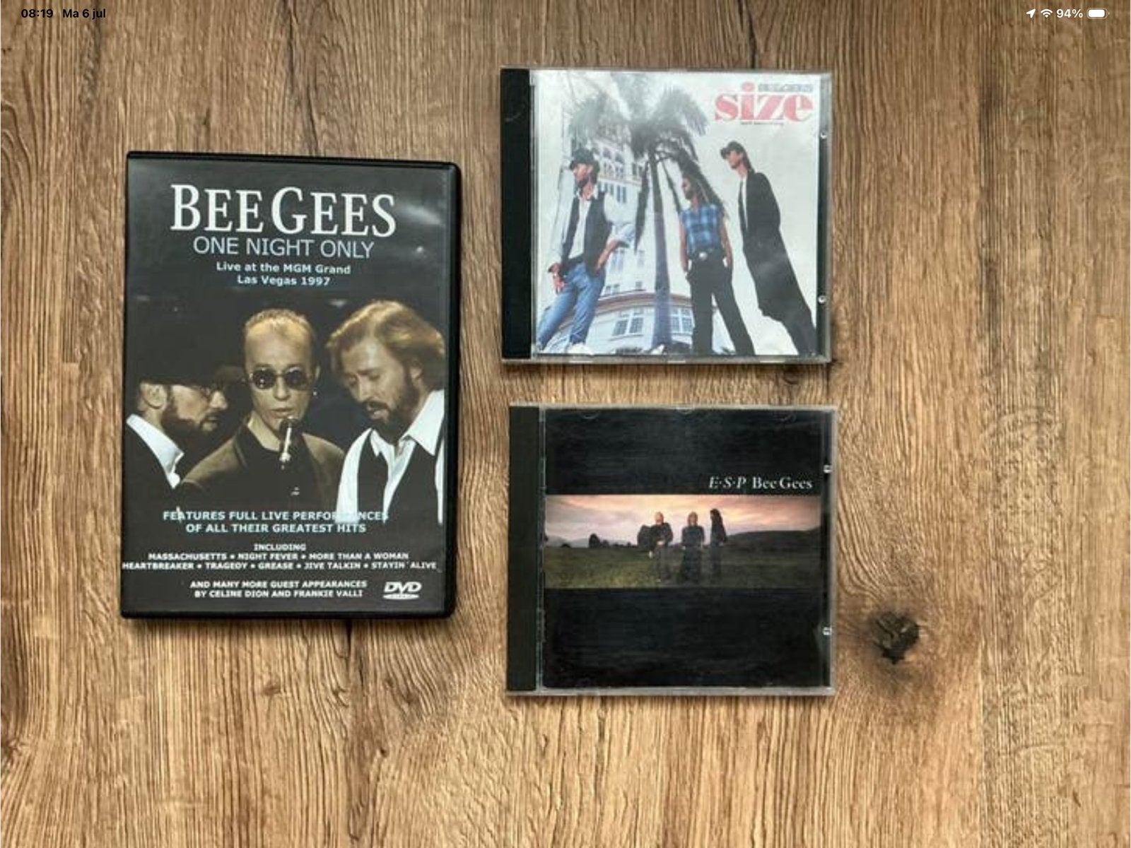 Bee Gees. Dvd: one night only. Cd’s: size en ESP., Cd's en Dvd's, Ophalen of Verzenden, Zo goed als nieuw