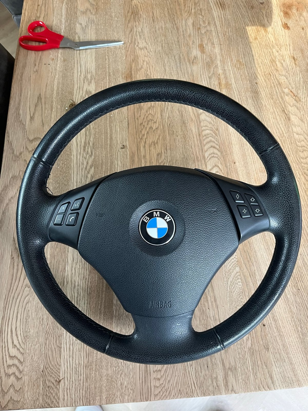 BMW E90 Multifunctioneel Lederen Stuur met Airbag, Auto-onderdelen, Ophalen of Verzenden, Gebruikt, BMW