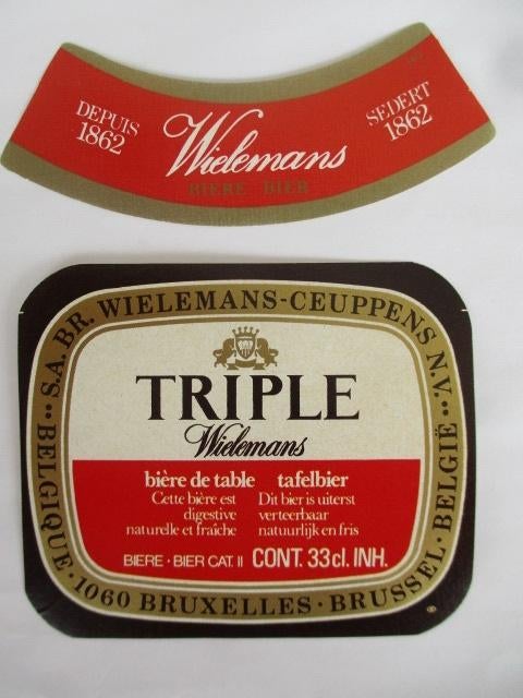 bieretiket Belgie 5-4 (8E) wielemans ceuppens, Verzamelen, Biermerken, Ophalen of Verzenden, Gebruikt, Overige typen, Overige merken