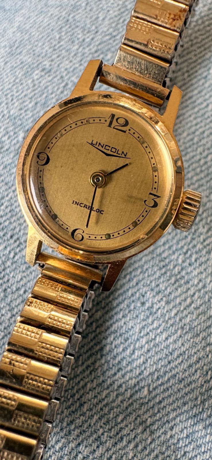 Vintage dameshorloge lincoln, Ophalen of Verzenden, Zo goed als nieuw, Staal, Overige merken
