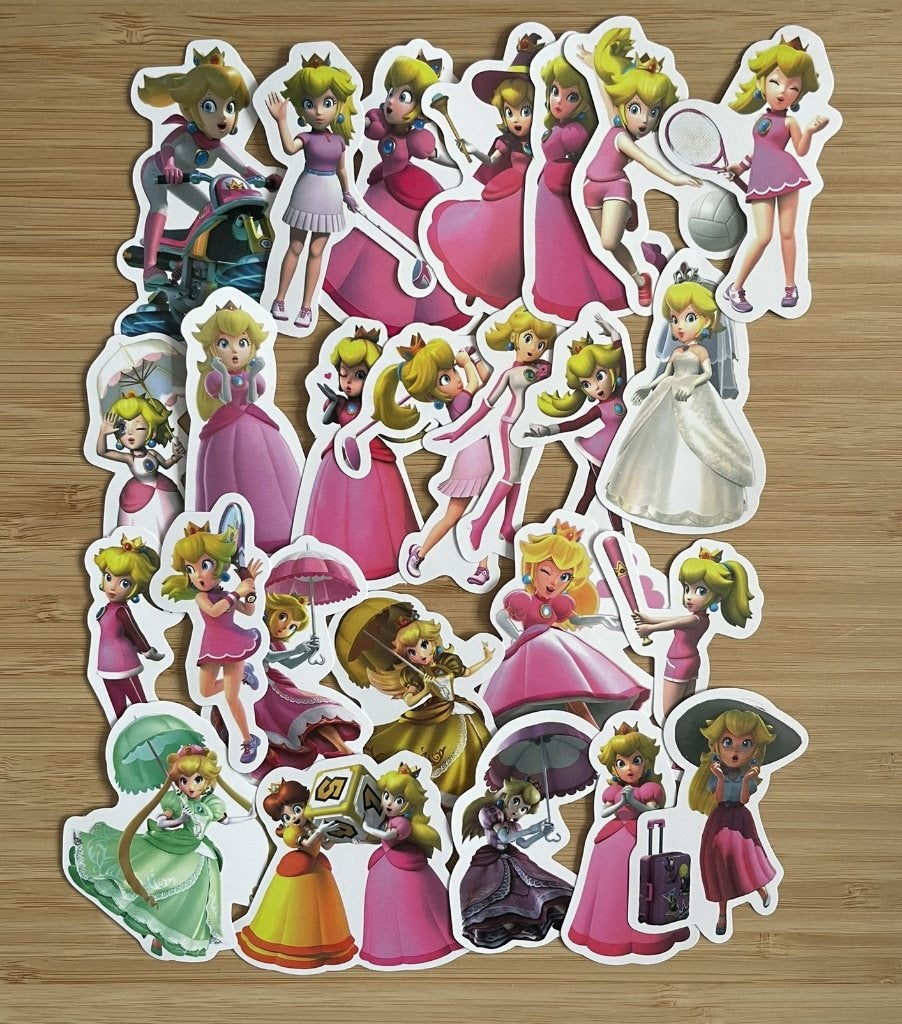 Prinses Peach thema Super Mario stickers, Verzenden, Nieuw, Meerdere stickers