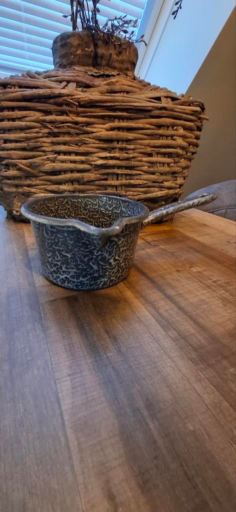 Emaille steelpan met patroon, Ophalen of Verzenden