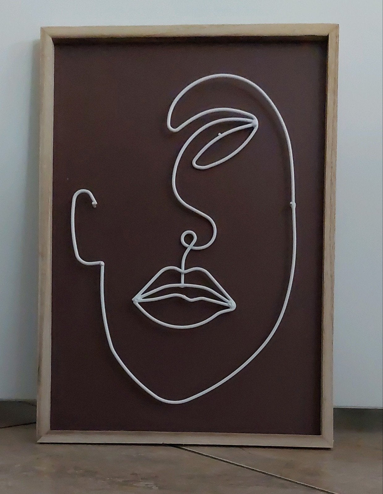 Modern Schilderij Face Line Art Wit IJzerdraad 26x38cm, Ophalen of Verzenden, Zo goed als nieuw