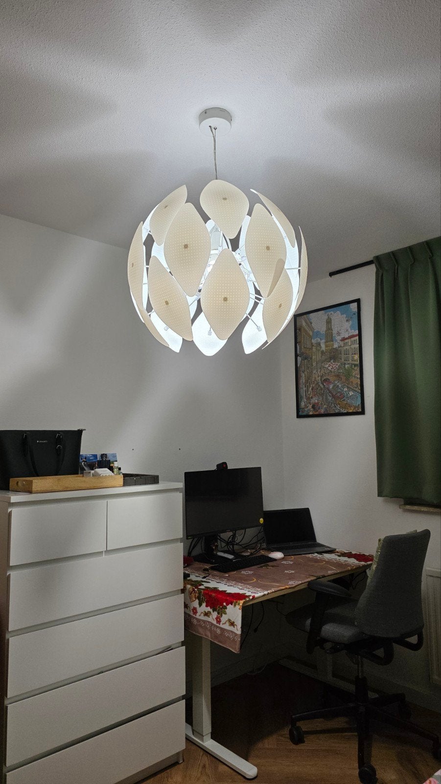Maskros hanglamp - Witte bloem design, Ophalen, Modern, Speels, Bloem, E27 (groot), Zo goed als nieuw